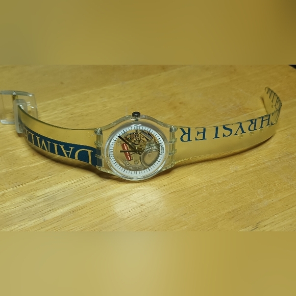 X Swatch Acrylic case black hour markers on white dial ring original Chrysler - Picture 2 of 11